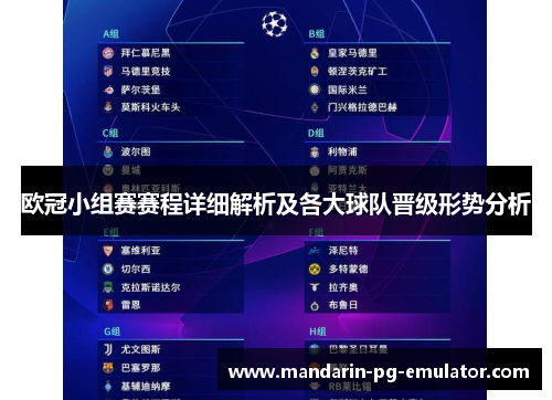 欧冠小组赛赛程详细解析及各大球队晋级形势分析