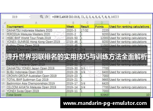 提升世界羽联排名的实用技巧与训练方法全面解析
